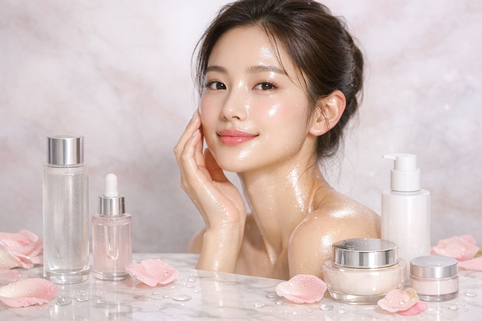Glass skin Korean skincare routine and K-beauty treatments