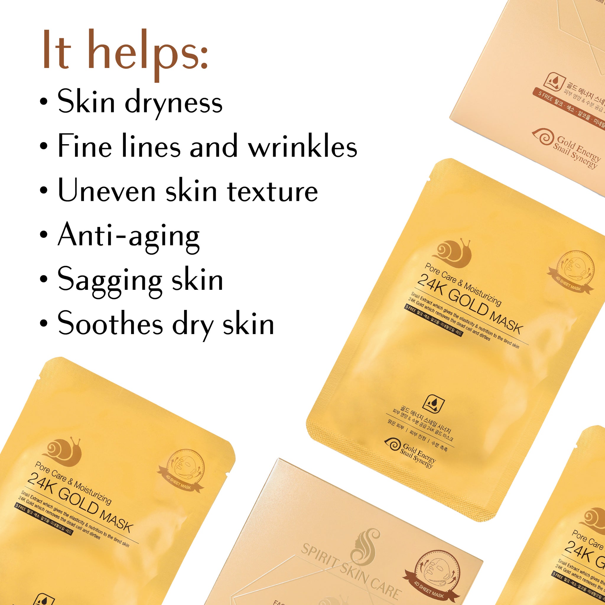 24K Gold Snail 4D Sheet Mask | Spirit Skin Care